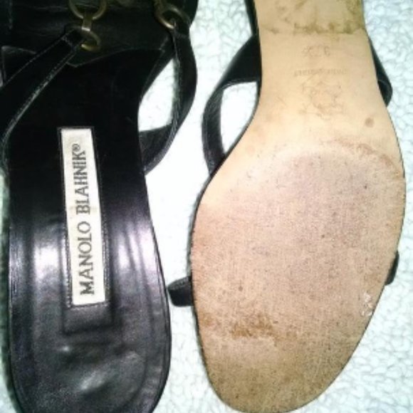 MANOLO BLAHNIK Black Sandals 7.5 - Picture 5 of 8